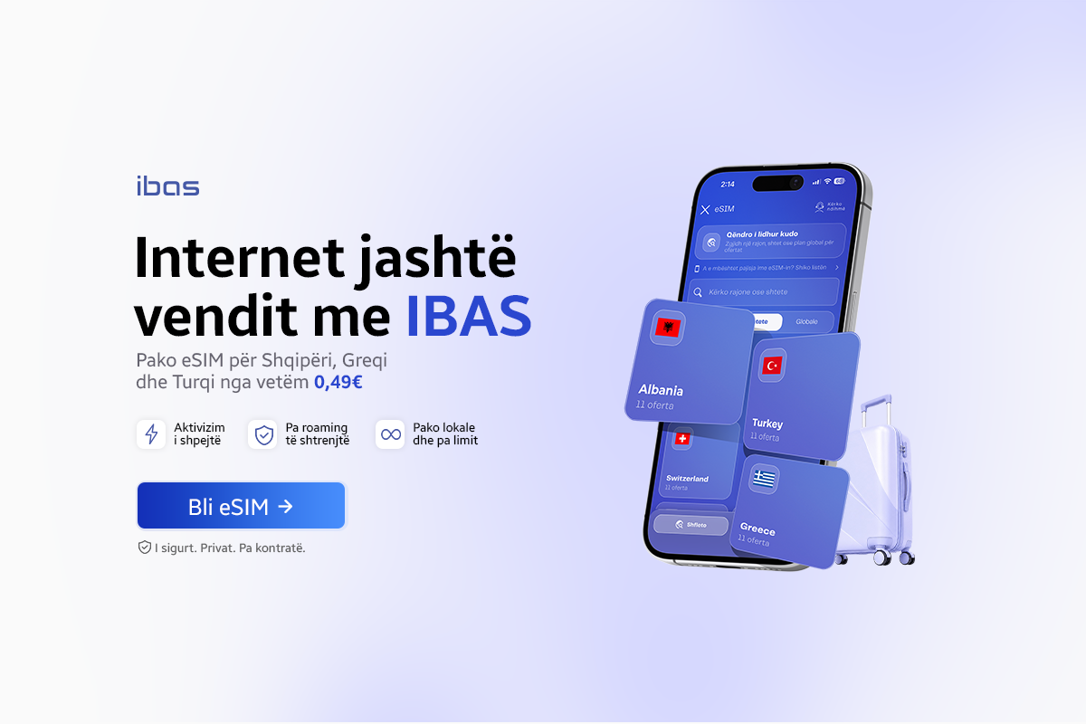 Internet jashtë vendit me IBAS Pako eSIM nga vetëm 0,49 €